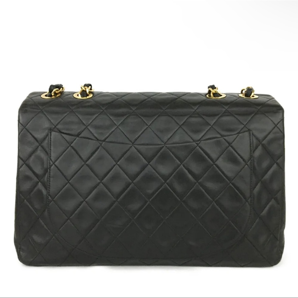 CHANEL Maxi Jumbo 34 Quilted Matelasse XL Lambskin vintage Crossbody flap Bag CC - Picture 7 of 15
